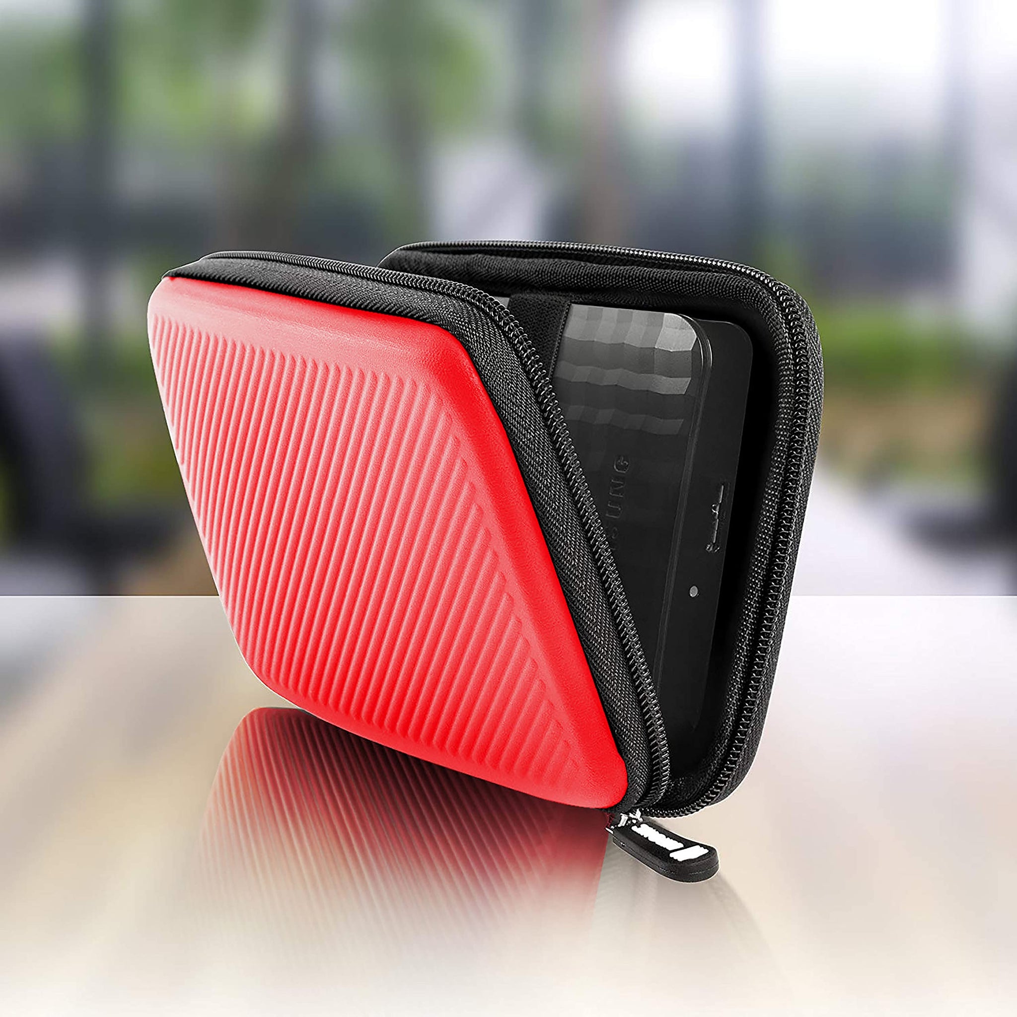 Duronic Portable Hard Drive Case HDC2 /RD Red EVA Travel Case for Charger Adapter Power Bank SSD Storage Pouch for Seagate, WD, UnionSine, Toshiba, Sandisk, Samsung Drives 500GB to 5TB