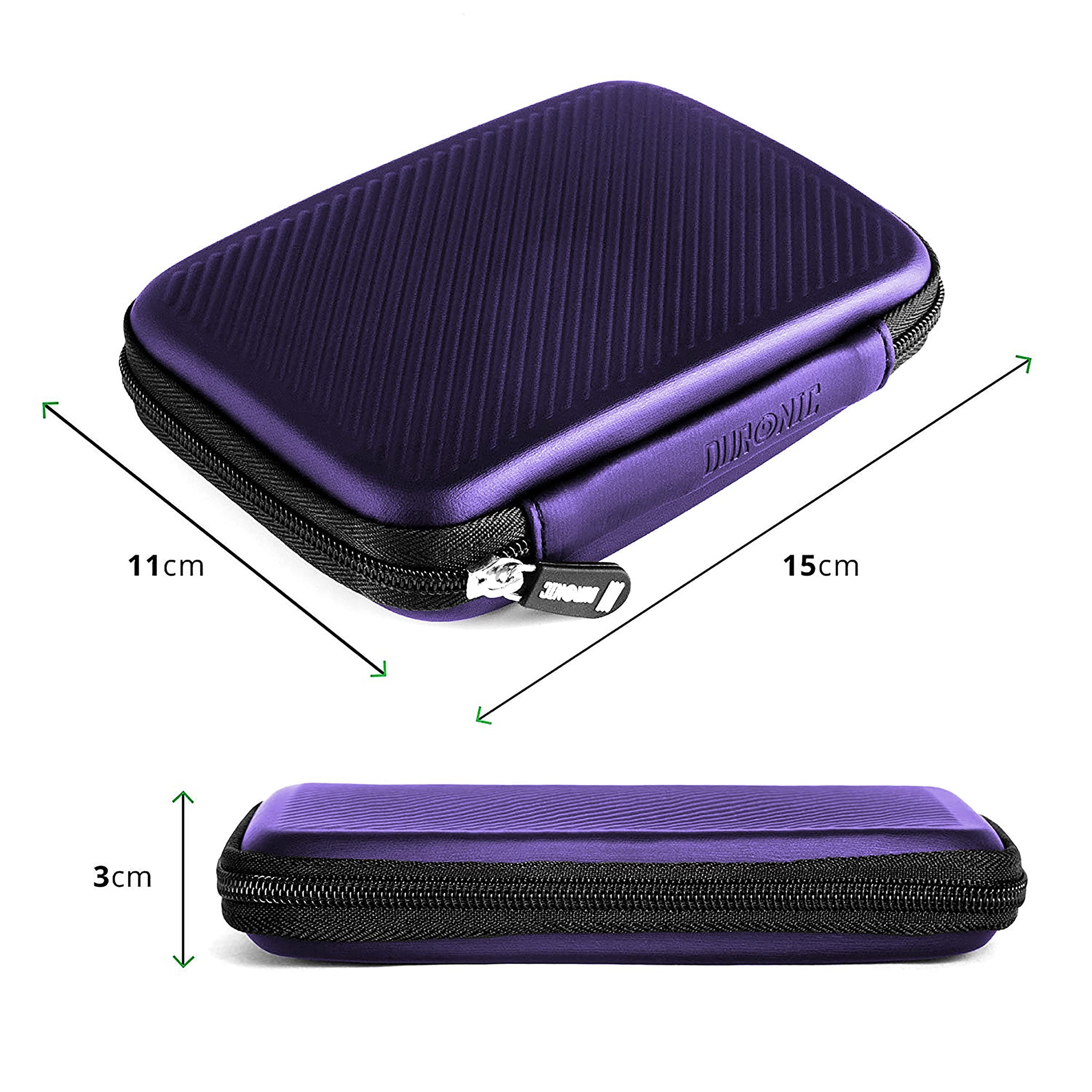 Duronic Portable Hard Drive Case HDC2 /VT Violet EVA Travel Case for Charger Adapter Power Bank SSD Storage Pouch for Seagate, WD, UnionSine, Toshiba, Sandisk, Samsung Drives 500GB to 5TB