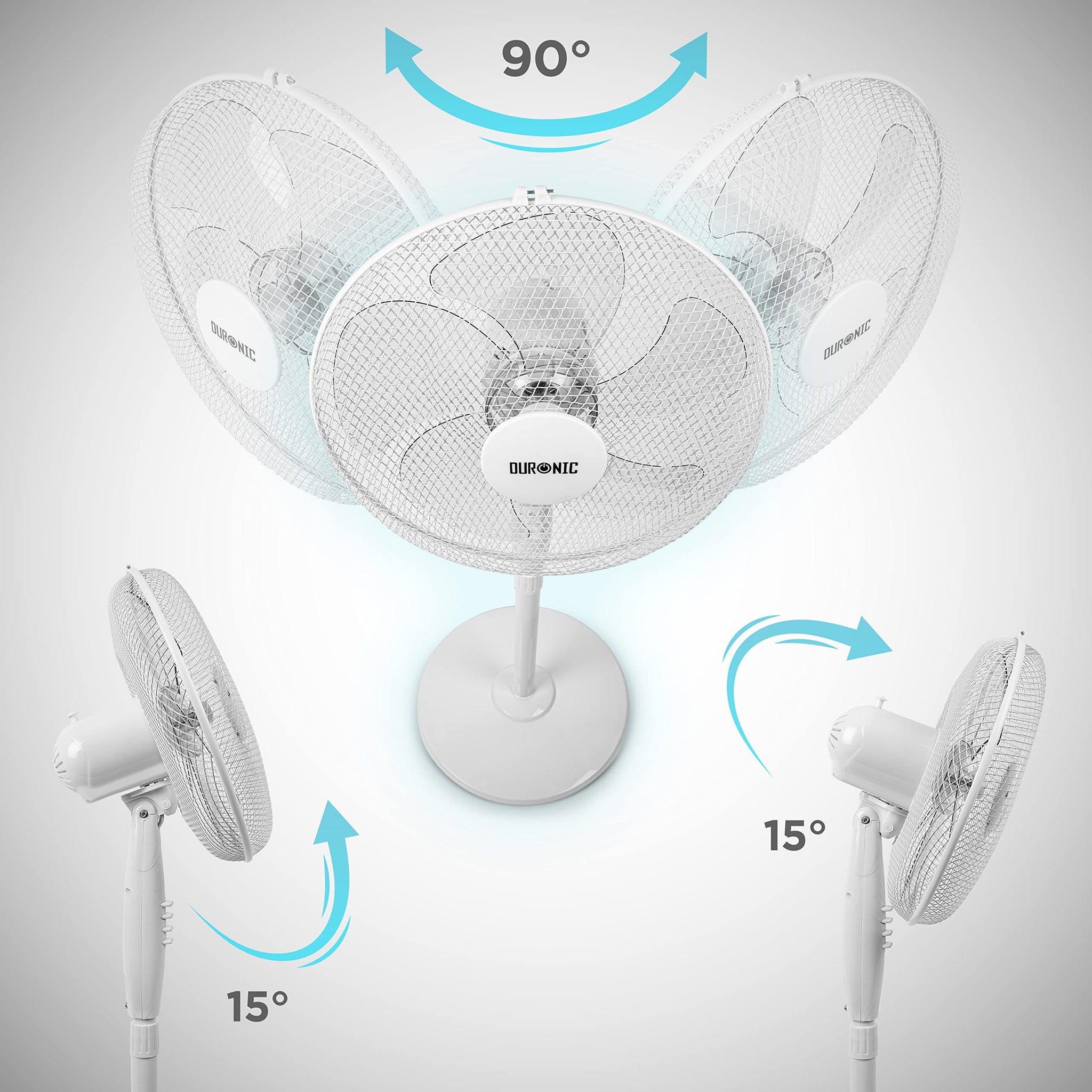 Duronic Pedestal Fan FN30, Stand Up Fan, Floor Standing Cooling 16 Inch Fan, 5 Blade Oscillating Air Cooler for Summer, 3 Speeds, Adjustable Tilt