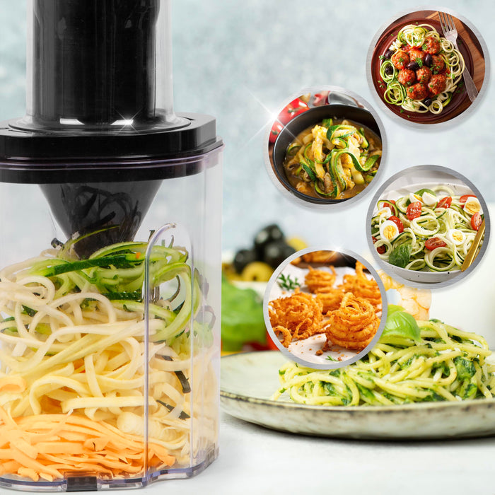 Duronic Vegetable Spiraliser HBS35 - 3 Blade Sizes For HB35 Hand Blender, 1.4L Capacity, Lightweight Compact Ideal for Veggie Pasta, Zucchini, and Carrot Spaghetti