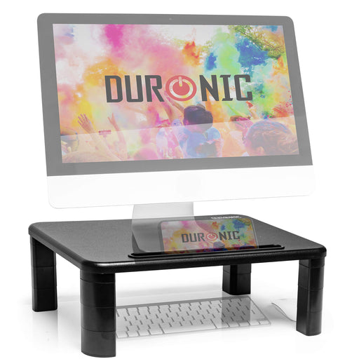 Duronic Monitor Stand Riser DM055 | Laptop and Screen Stand for Desktop | Black Wooden | Support for a TV or PC Computer Monitor | Ergonomic Office Desk Shelf | 10kg Capacity | 40cm x 28cm