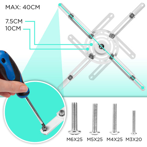 Duronic Projector Mount Stand for Ceiling or Wall Bracket PB05XB | 13.6kg Capacity | Multi-Fit Projector Bracket | Heavy Duty Adjustable Clamp | Tilt Swivel Rotate | White