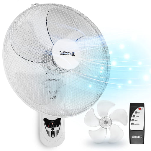 Duronic Wall Mounted Fan FN55 BK 16” Wall Fan with Remote Control Electric Cooling Fan with 3 Speeds & Timer Indoor Fans with 5 Blades for Cooler Air Home Offices