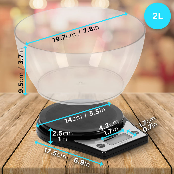 Duronic Digital Kitchen Scales KS6000 BK/CR | Black Design with 1.5L Clear Bowl | 5kg Capacity | LCD Backlit Display | Add & Weigh Tare | 0.1g Precision | Measure Ingredients for Cooking & Baking…