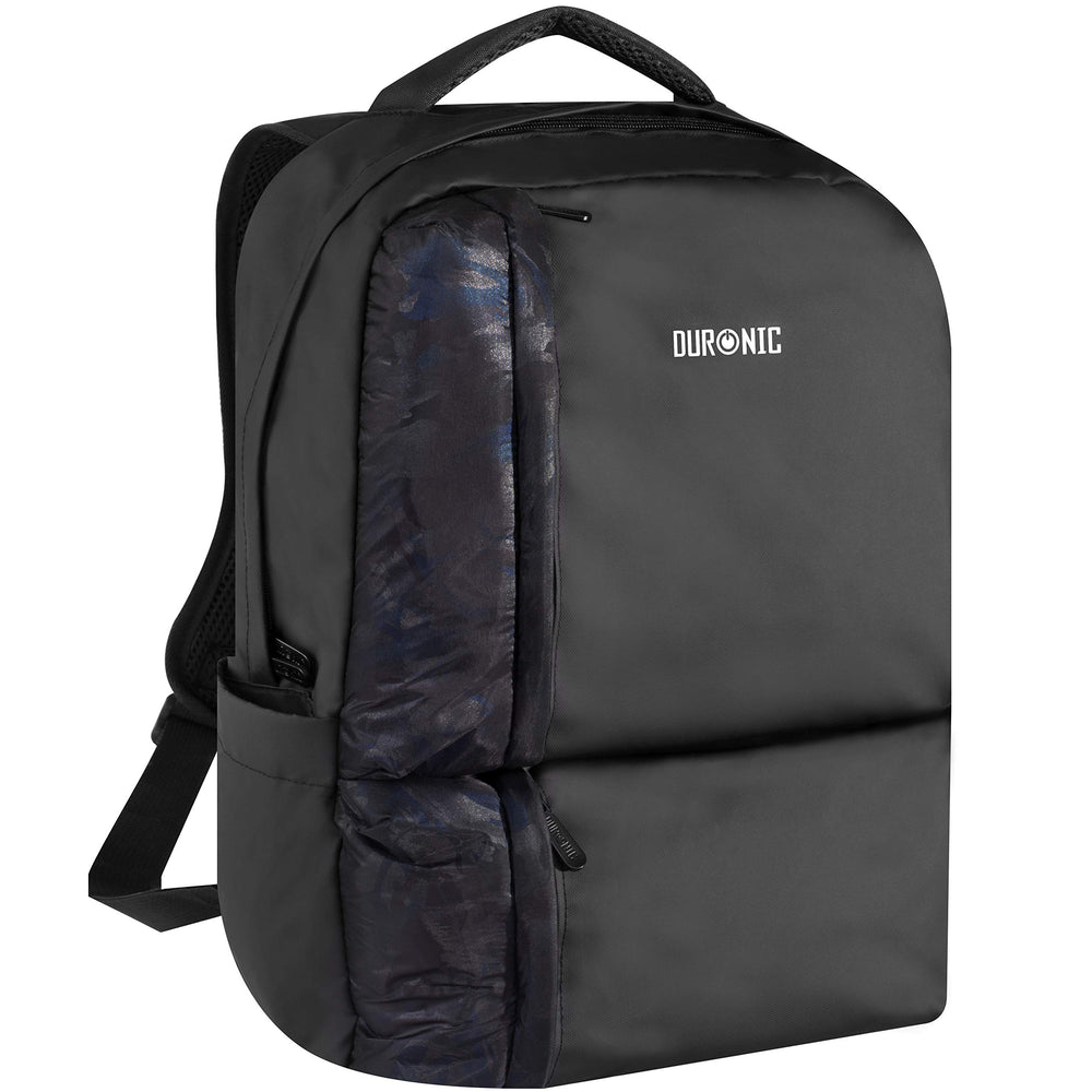 Duronic Laptop Backpack LB24| Casual Bag for School, College, University | Water-Resistant Rucksack | 15.6-inch Internal Padded Laptop MacBook Sleeve | Lightweight | Black/Blue | 2 Bottle Pockets…