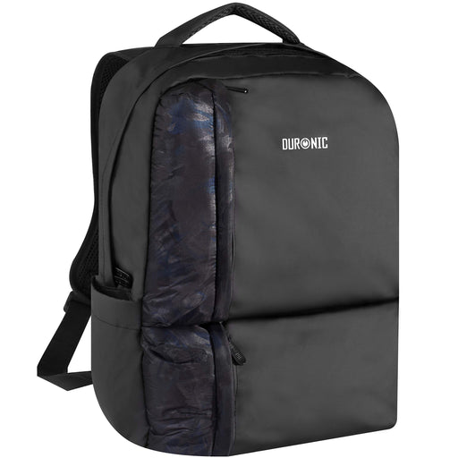 Duronic Laptop Backpack LB24| Casual Bag for School, College, University | Water-Resistant Rucksack | 15.6-inch Internal Padded Laptop MacBook Sleeve | Lightweight | Black/Blue | 2 Bottle Pockets