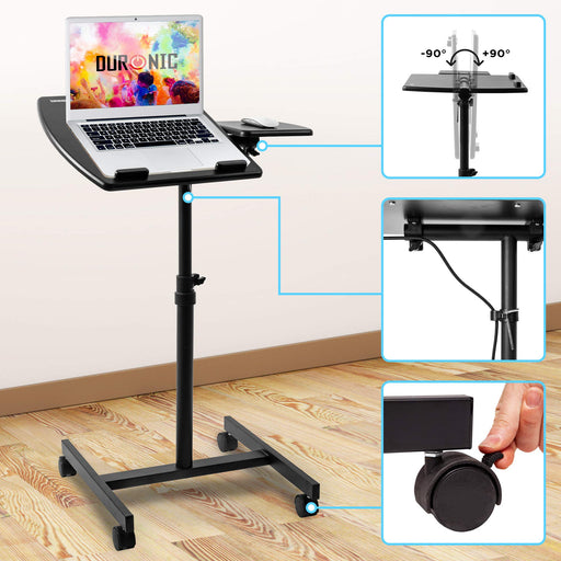 Duronic Projector Stand / Sit-Stand Desk WPS17 | Portable Ergonomic Desk for Laptop | Multi-Use Video Projector Floor Table | Adjustable Height | 2-Way Tilt | 10kg Capacity