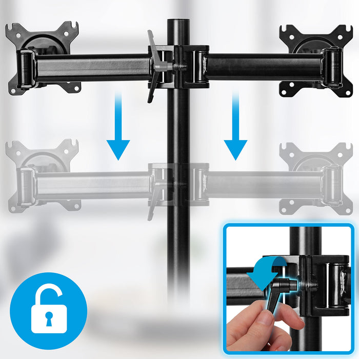 Duronic Dual Arm Holder DM25MJ, Joint Attachment Suitable for All DM25 Monitor Arms, Joins 2x DM25 Arms Together for Mounting onto Desk Mount Pole, Steel – Black