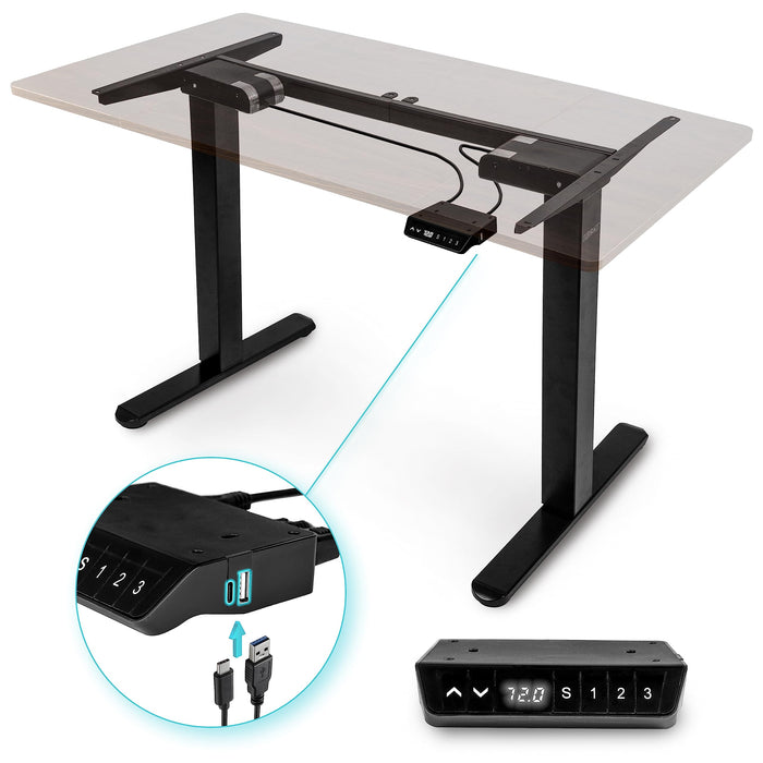 Duronic Electric Standing Desk TM61 BK - FRAME ONLY – Sit Stand Height Adjustable Office Desk 72-120cm, Ergonomic Workstation, Memory Function, Dual Motor – BLACK