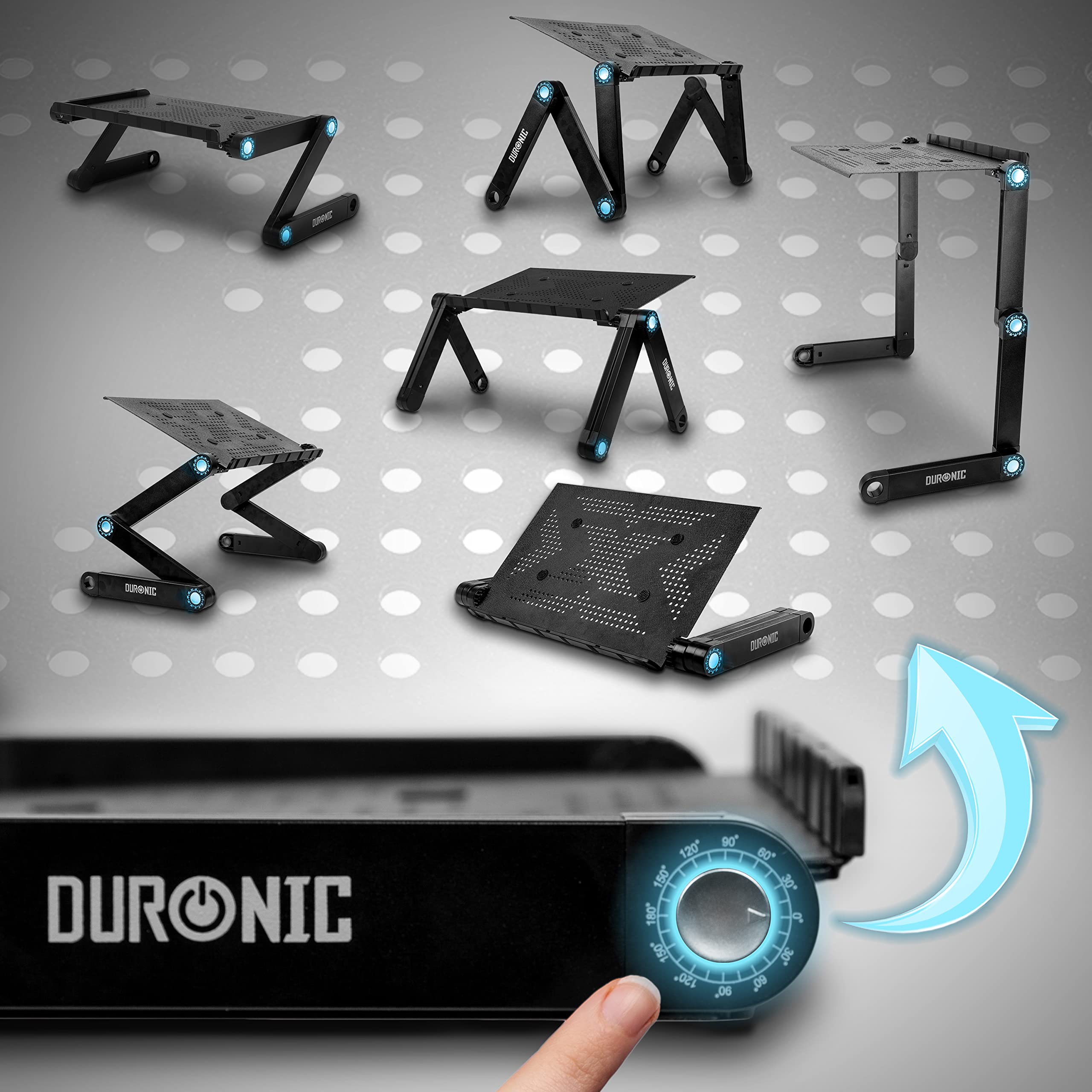 Duronic Laptop Stand DML121 | Multi-use Folding Desk Riser | Highly Adjustable | Support Tray for Tablet Or MacBook | Ergonomic | Folds Flat | Portable Table | 6 Leg Joints Each Adjust In 24 places…