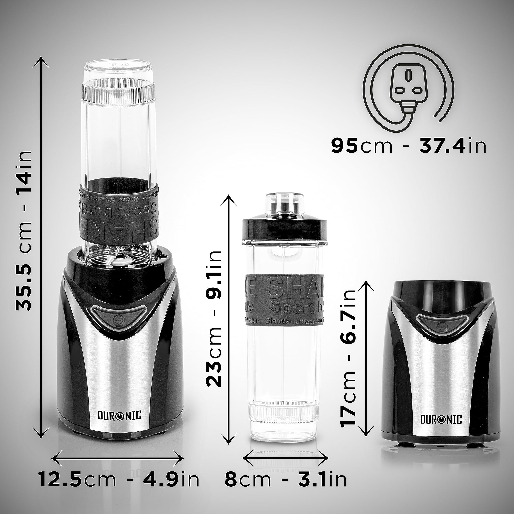 Duronic Mini Blender BL530 Portable Blender Bottle, Electric Smoothie Maker Juicer, Kitchen Blender, Personal Blender for Protein Shakes, baby food, Milkshake, Juice