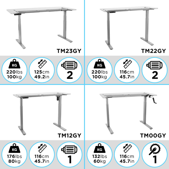 Duronic Sit Stand Desk Frame TM23 BK | Electric Standing Office Table | Frame ONLY | Height Adjustable 60-125cm | Ergonomic Workstation | BLACK | Memory Function | Dual Motor / 3 Stage