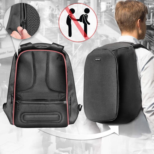 Duronic LB22 Anti-Theft Laptop MacBook Backpack | Rucksack | Travel Bag | University | College |School | 13.3" – 15.6" Internal Laptop Sleeve | Water Resistant