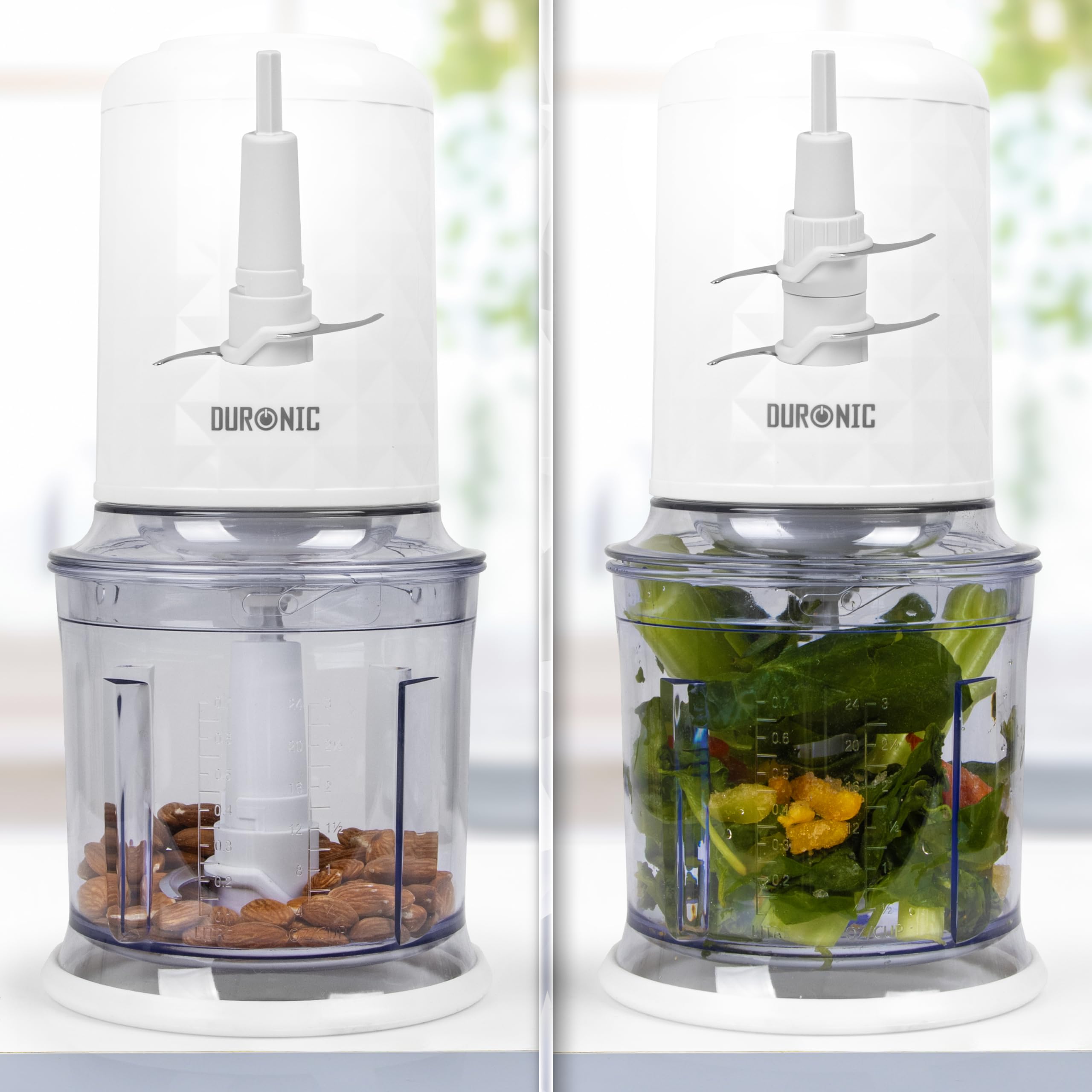 Duronic Mini Chopper | Mini Food Processor CH57 White | 500W | vegetable Slicer, Baby Food Maker, Vegetable Chopper | 2 x 700ml Blender Bowl with Lid | Quad Stainless Steel Blades - 500W