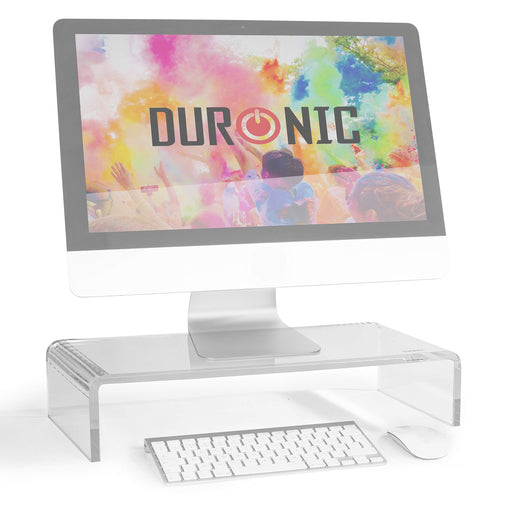 Duronic Monitor Stand Riser DM053 | Laptop and Screen Stand for Desktop | Clear Acrylic | Support for a TV or PC Computer Monitor | Ergonomic Office Desk Shelf | 30kg Capacity | 50cm x 20cm