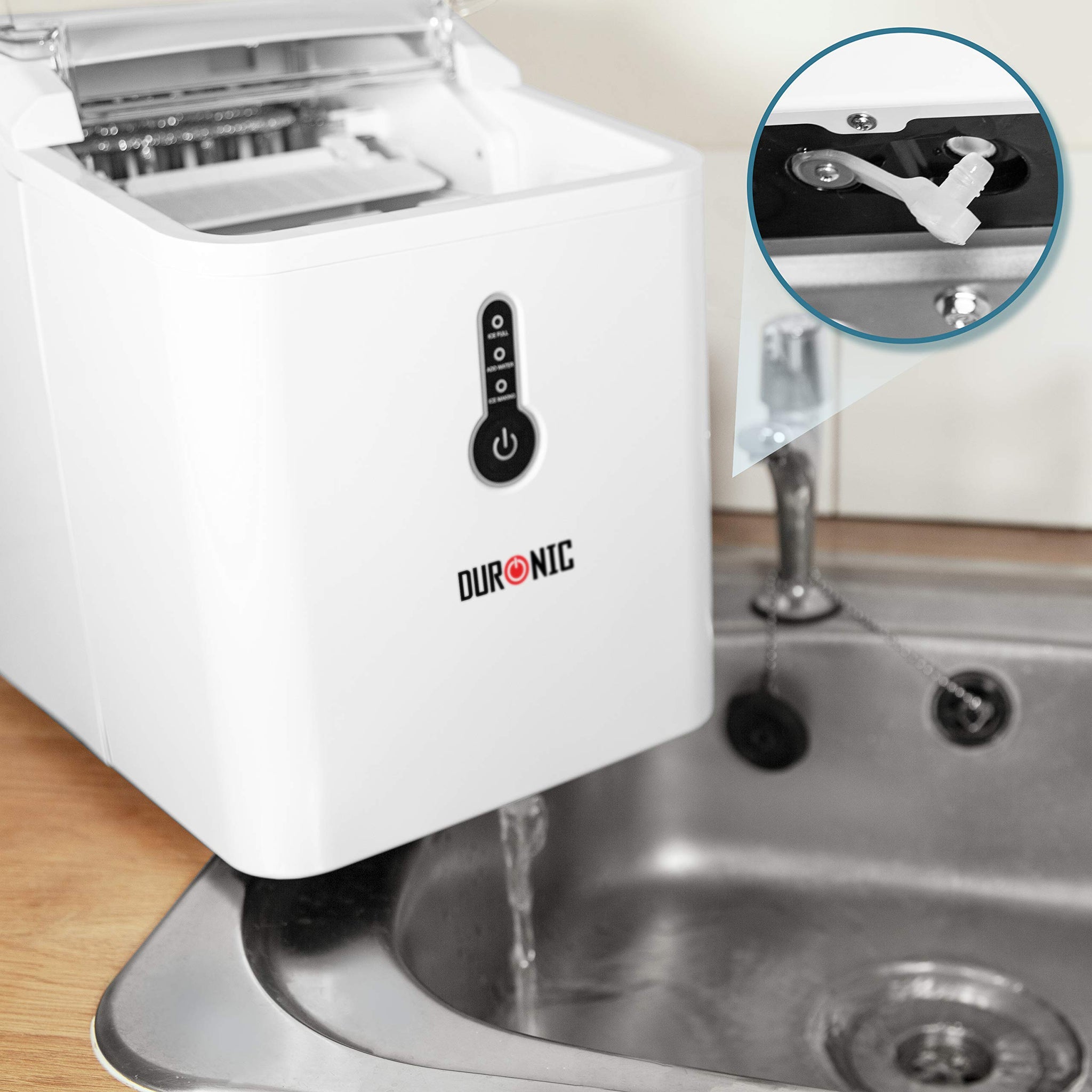 Duronic Ice Maker ICM120, Fast Clear Ice Maker Machine with 7-Min Cycle, Portable Automatic Ice Cube Maker with Ice Scoop & Basket for Home, Office, Bar, BBQ Party, RV 12KG in 24H Self-Cleaning - White