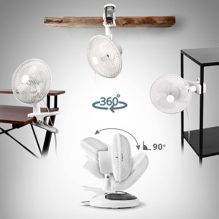 Duronic Mini Desk Fan FN15, 3-in-1 Clip Fan / Wall Fan / Table Fan, 6 Inch Tilting Head, Portable 2 Speed Small Fan, Air Cooler for Summer