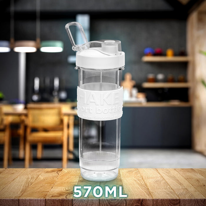 Duronic BL540 Personal Sports Blender, Smoothie Maker, Mini Gym Protein Shaker Mixer, Quick Blend, With 570ml Bottle – White