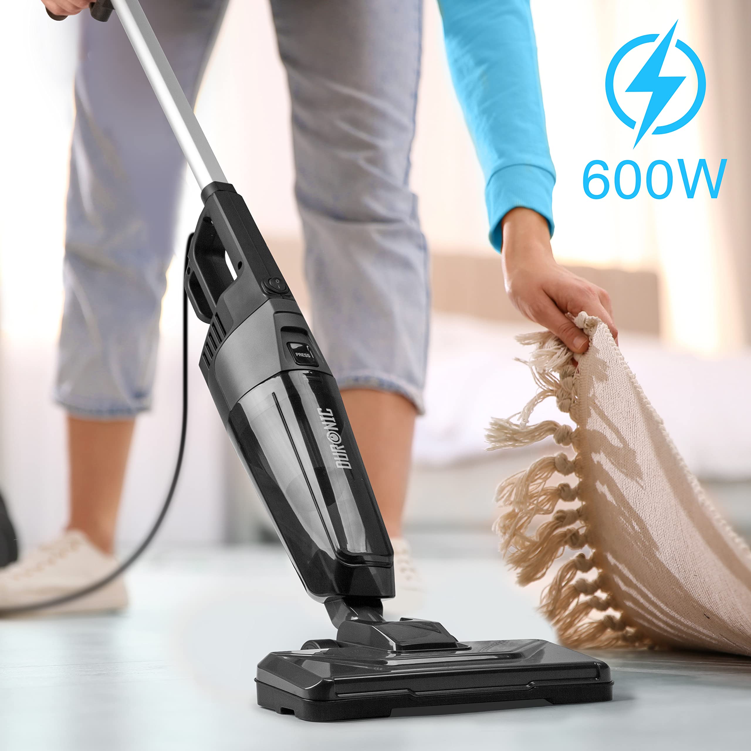 Duronic Upright Vacuum Cleaner VC9 Lightweight Corded Stick Vac Cleaners Hand Held Floor Carpet Upholstery Cleaner with HEPA Filter for Cleaning Dust, Hair in Home & Car