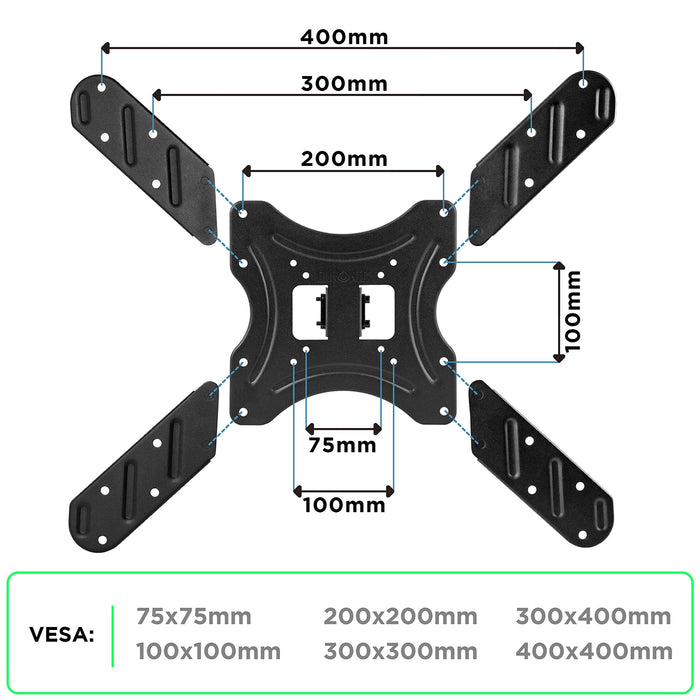 Duronic TV Wall Bracket Mount for 17-60 Inch TVB420 | Cantilever Wall Stand for Television Screen | Tilt Swivel | VESA Up to 400 x 400mm | Fixing for Flat Screen LCD LED LED QLED | Strong Heavy Duty