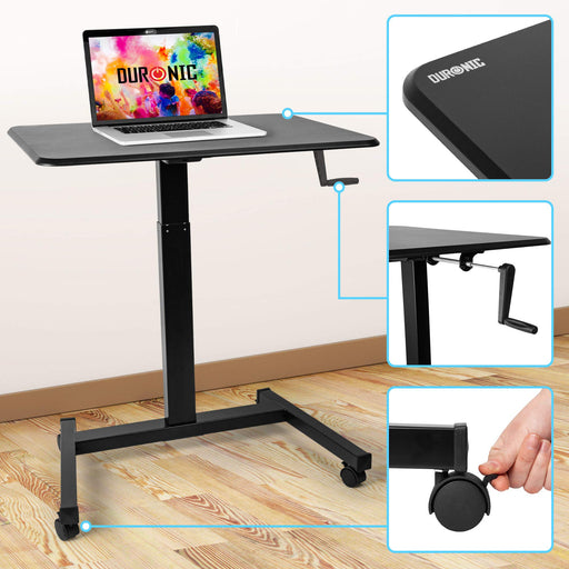Duronic Sit-Stand Desk WPS47 | Portable Ergonomic Desk for Laptop | 80x50cm Platform | Multi-Use Video Projector Table on Wheels | Adjustable Height by Handle | 30kg Capacity | Home Office Workspace…