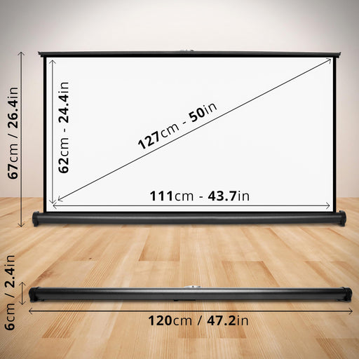 Duronic Desk Top Projection Screen DPS50 Black 16:9 Ratio 50” Table Projection Screen Matte White and Portable, Measuring 62 x 111cm Suitable for Homes, Schools and Offices