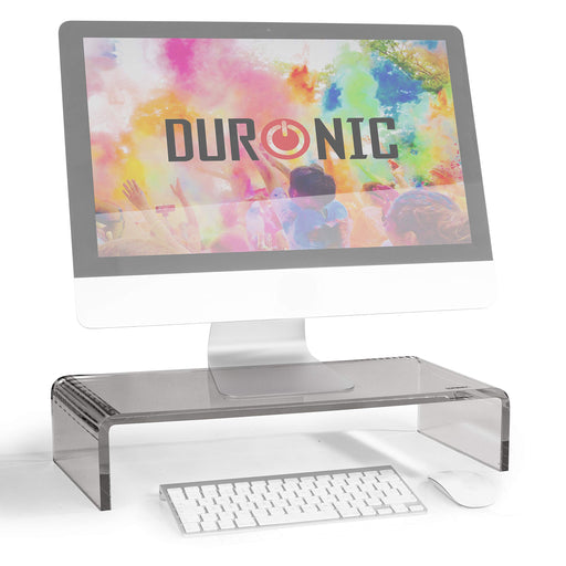 Duronic Monitor Stand Riser DM054 | Laptop and Screen Stand for Desktop | Black Acrylic | Support for a TV or PC Computer Monitor | Ergonomic Office Desk Shelf | 30kg Capacity | 50cm x 20cm
