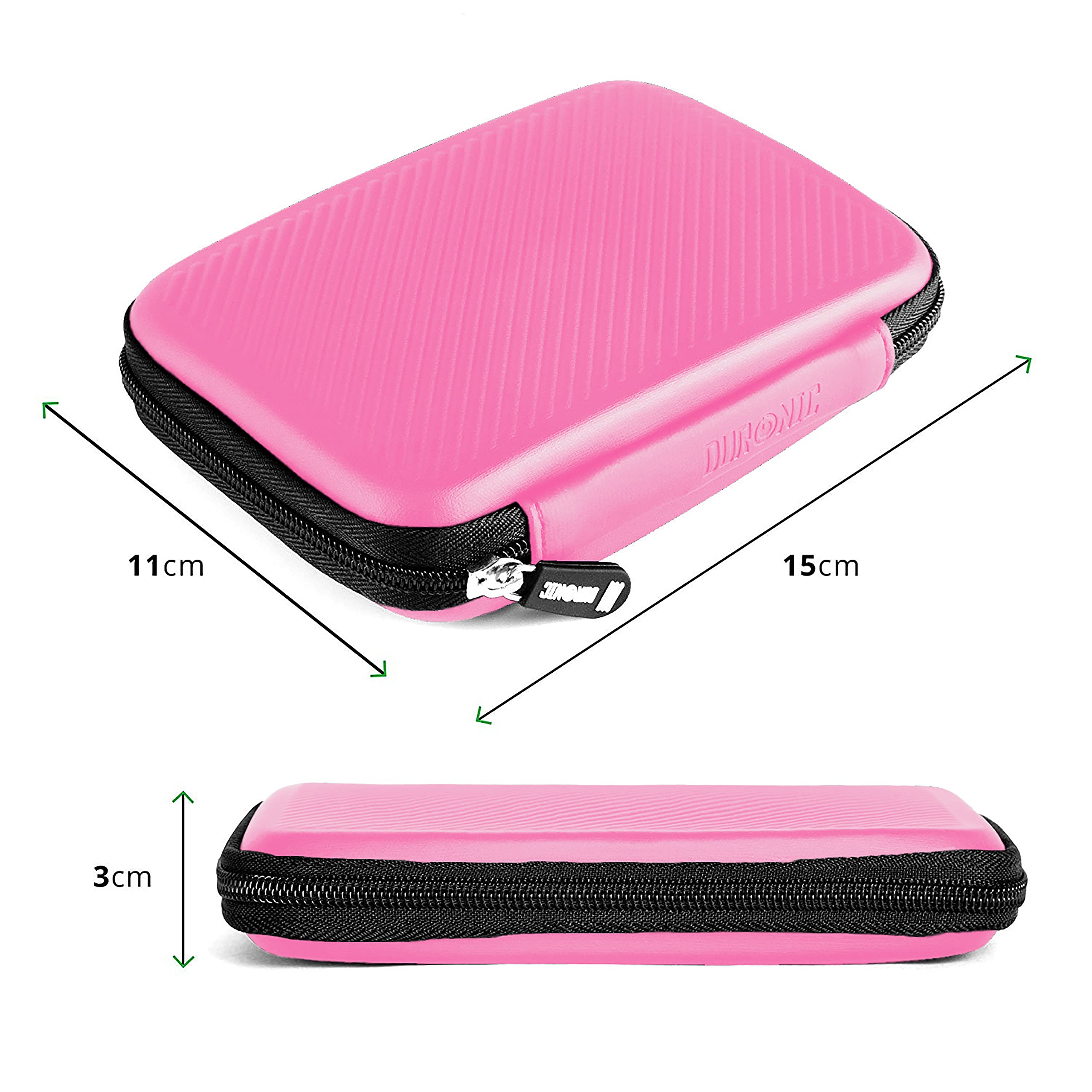 Duronic Hard Drive Case HDC2 /PK, PINK, Portable EVA Storage Pouch for External Hardrive & Cables, Lightweight & Protective, Suitable for WE/Western, Toshiba, Buffalo, Hitachi, Seagate, Samsung