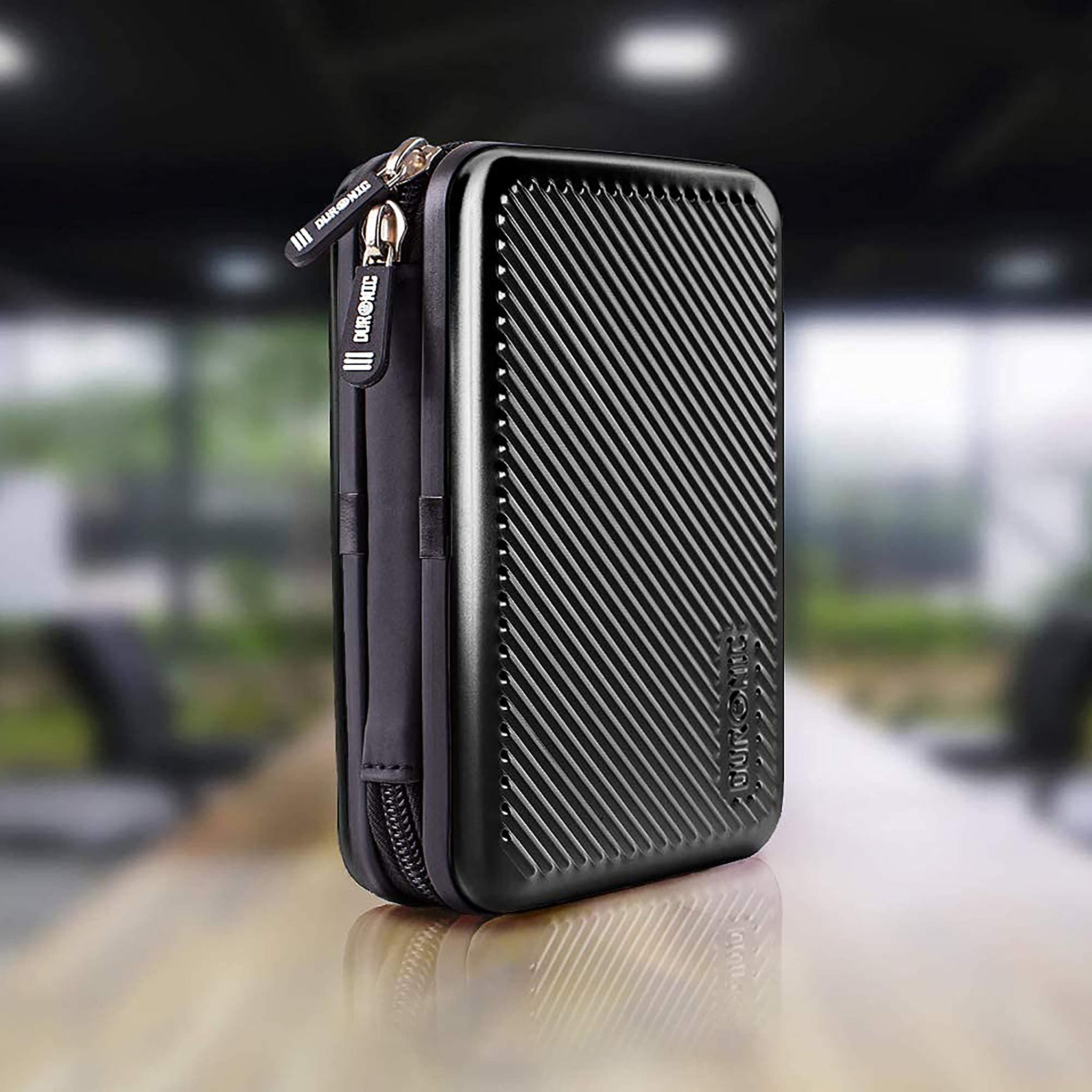 Duronic Hard Drive Case HDC3 /BK, Black EVA Travel Case for Charger Adapter Power Bank SSD Storage Pouch for Seagate, WD, UnionSine, Toshiba, Sandisk, Samsung Drives 500GB to 5TB