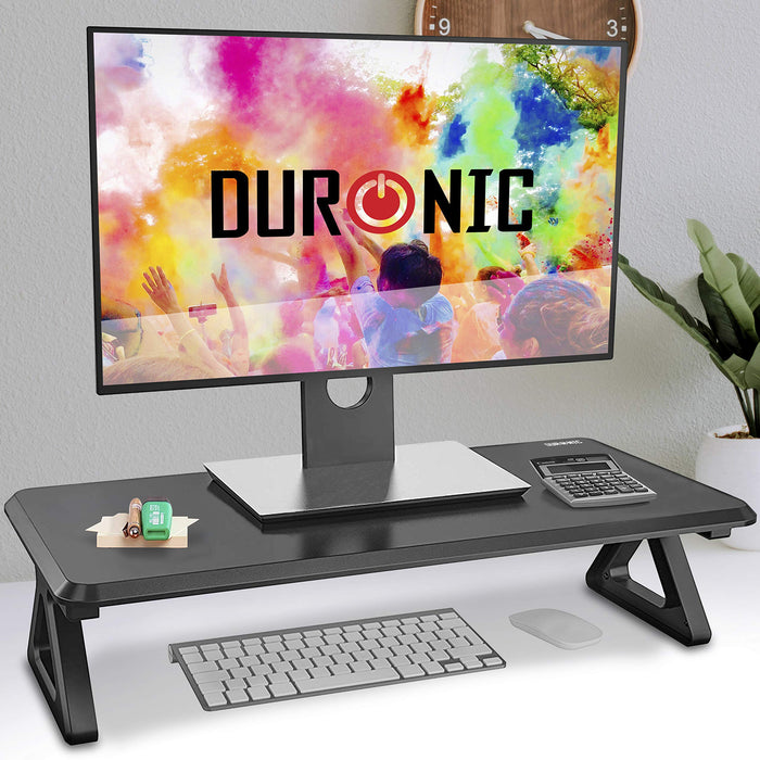 Duronic Monitor Stand Riser DM06-1 | Laptop and Screen Stand for Desktop | Black MDF | Support for a TV Screen or PC Computer Monitor | Ergonomic Office Desk Shelf | 10kg Capacity | 63cm x 30cm
