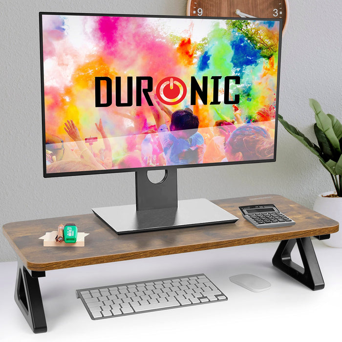 Duronic Monitor Stand Riser DM06-1 AO, Laptop / Screen Stand for Desktop, Support Shelf for a PC Computer Monitor, 10kg Capacity, 63cm x 30cm - Antique Oak Wood Effect