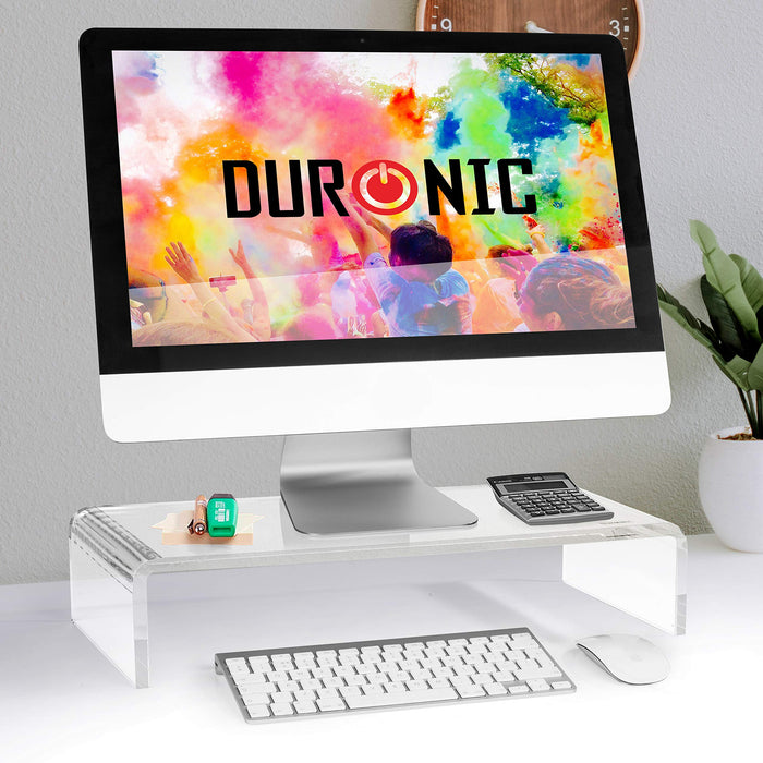 Duronic Monitor Stand Riser DM053 | Laptop and Screen Stand for Desktop | Clear Acrylic | Support for a TV or PC Computer Monitor | Ergonomic Office Desk Shelf | 30kg Capacity | 50cm x 20cm