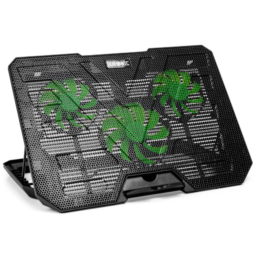 Duronic Laptop Cooling Pad LC3, Ergonomic Cooler Stand for 14"-17.3" Laptops, Adjustable 1400 RPM Fan Speed, 6 Height Levels, LED Lights, Lightweight and Sleek Design for Work, Study, and Gaming
