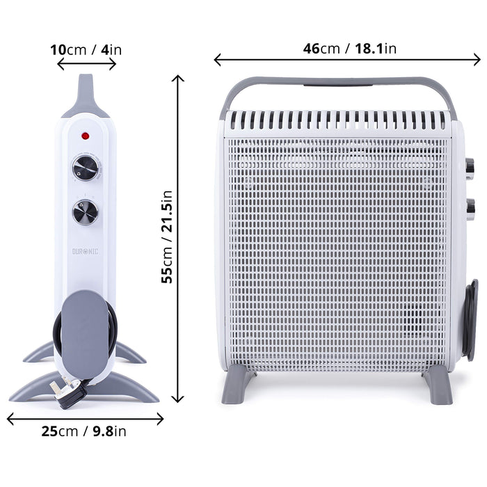 Duronic Slimline Heater HV180 with Mica Panels | 1.8kW / 1800W | Electric | Radiant and Convection | Micathermic | White Convector Heater with Thermostat | 2 Heat Settings | Oil Free |1 Minute Heat Up