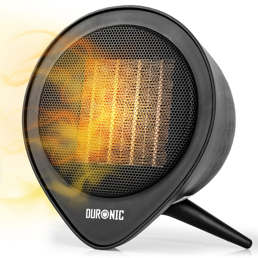 Duronic Small Ceramic Fan Heater FH15K, 2 Heat Settings - 900W/1500W 0.9kW/1.5kW, Timer Function up to 15 Hours, Retro Portable Design for Floor or Desk, Mini Heater with Overheat Protection…
