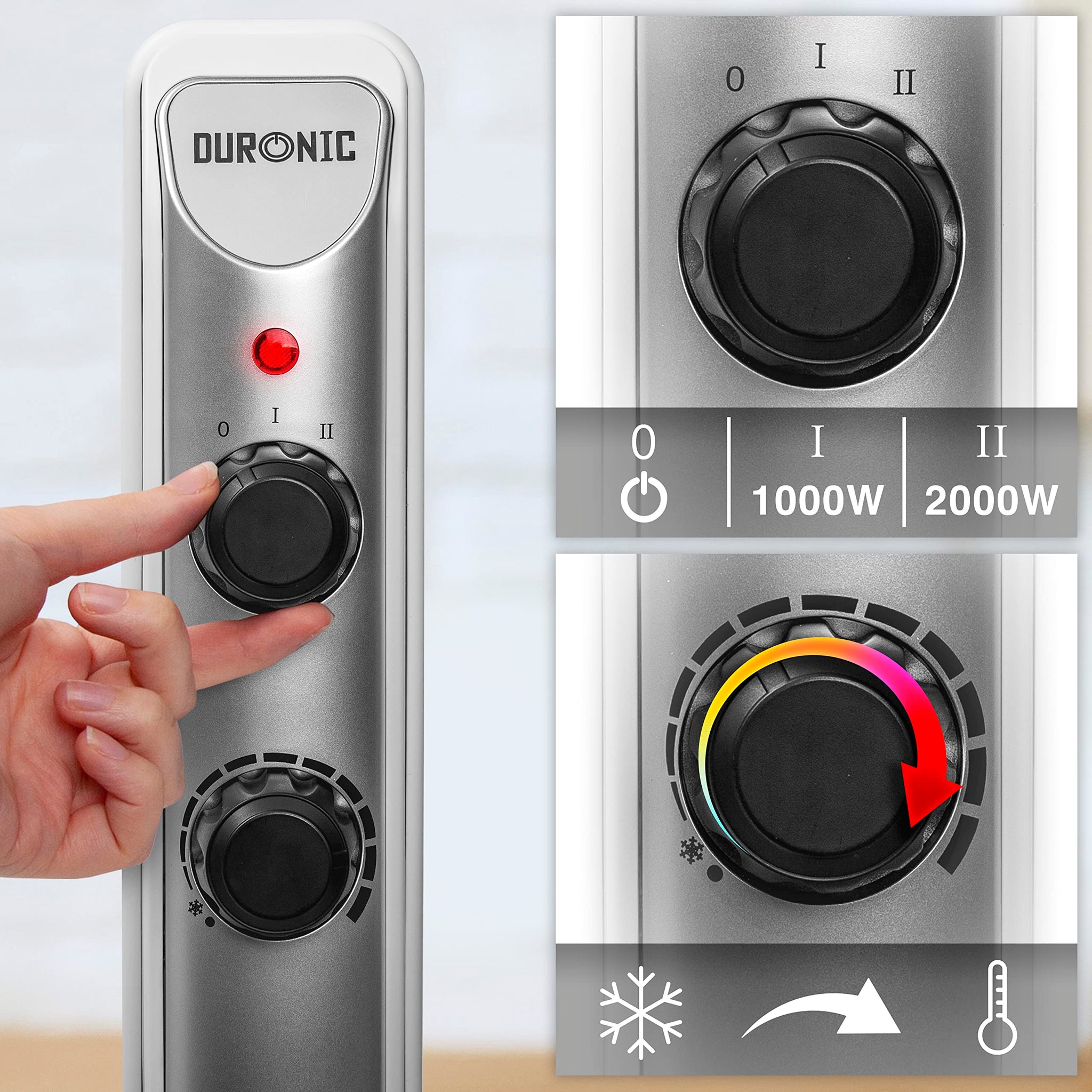 Duronic Electric Heater HV220 Oil Free Radiator Convection Heater 2000W Free Standing Radiator Mica Panel Heaters Portable Radiators with Micathermic Panels Convector for Home, Bedrooms, Offices