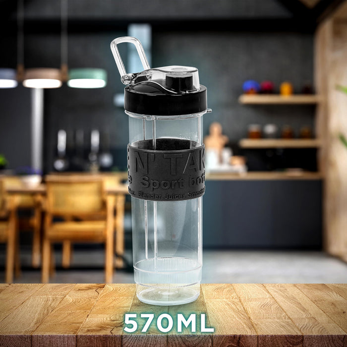 Duronic BL530 Personal Sports Blender, Smoothie Maker, Mini Gym Protein Shaker Mixer, Quick Blend, With 570ml Bottle – Black