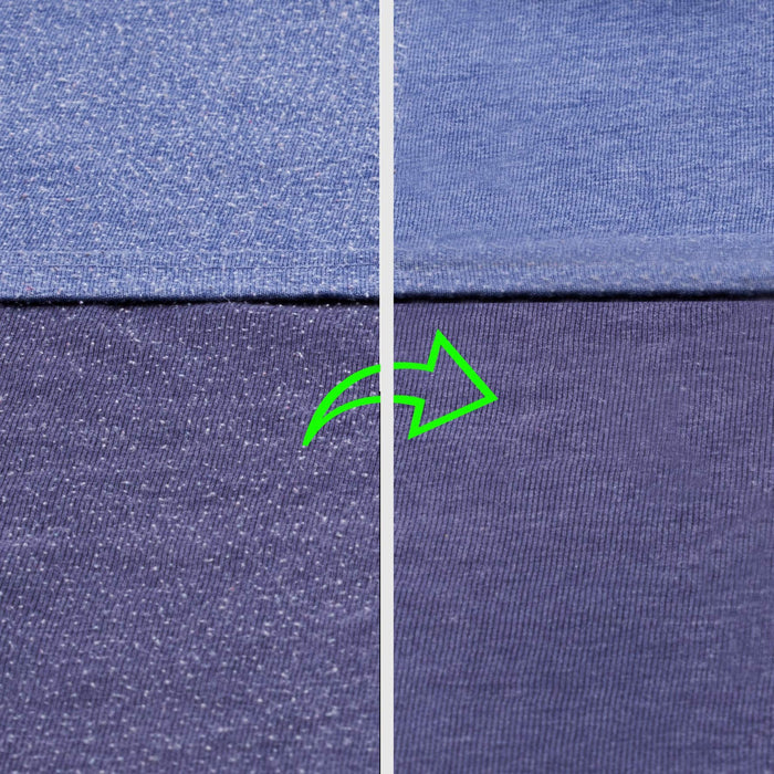 Duronic Fabric Shaver with before and after comparison