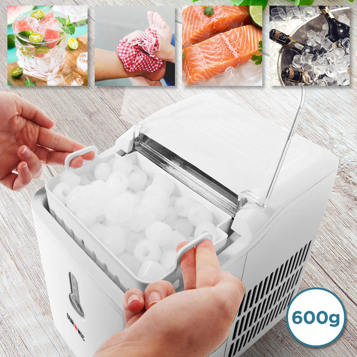 Duronic Electric Ice Maker Machine ICM120 Makes 9 Automatic Ice Cube Maker | 7-9 Min Cycle Up To 12kg Ice Daily With 1.5L Tank for Home, Kitchen, Office, Bar – White