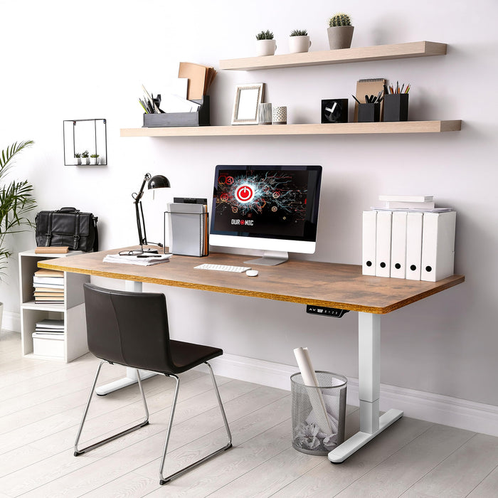Duronic Electric Standing Desk TM61 WE - FRAME ONLY – Sit Stand Height Adjustable Office Desk 72-120cm, Ergonomic Workstation, Memory Function, Dual Motor – WHITE