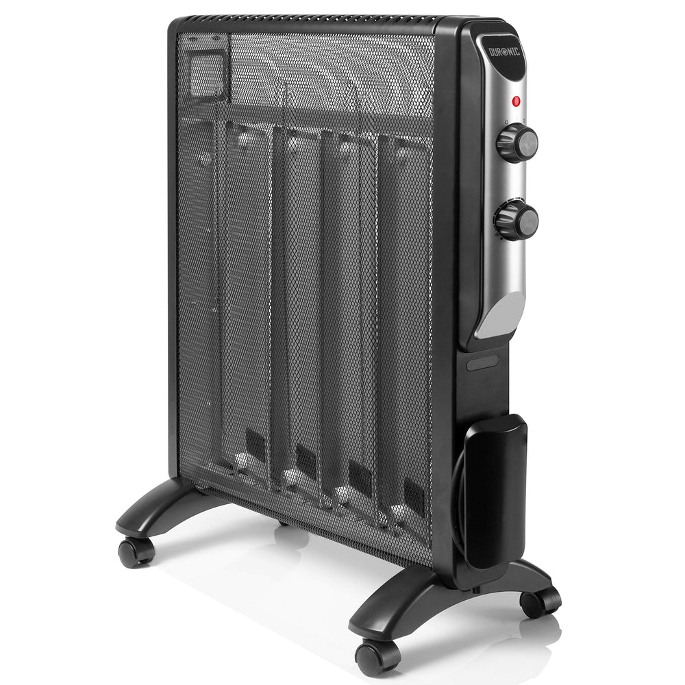 Duronic Electric Heater HV220 with Mica Panels, 2000W / 2kW, Radiant Micathermic Heater, Convector Heater with Thermostat, 2 Heat Settings, Oil Free Heater - Black