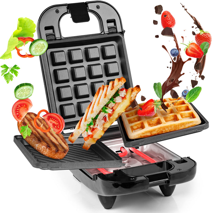 Duronic Waffle Maker WM32, Deep Fill Single Waffle Iron with DETACHABLE PLATES, 650W, Non-Stick for Easy Cleaning, Automatic Temperature Control, Cooks Homemade Belgian Waffles for Breakfast/Dessert