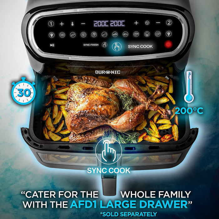 Duronic AFD1 large drawer sold separately for family meals sync cook chicken and wedges