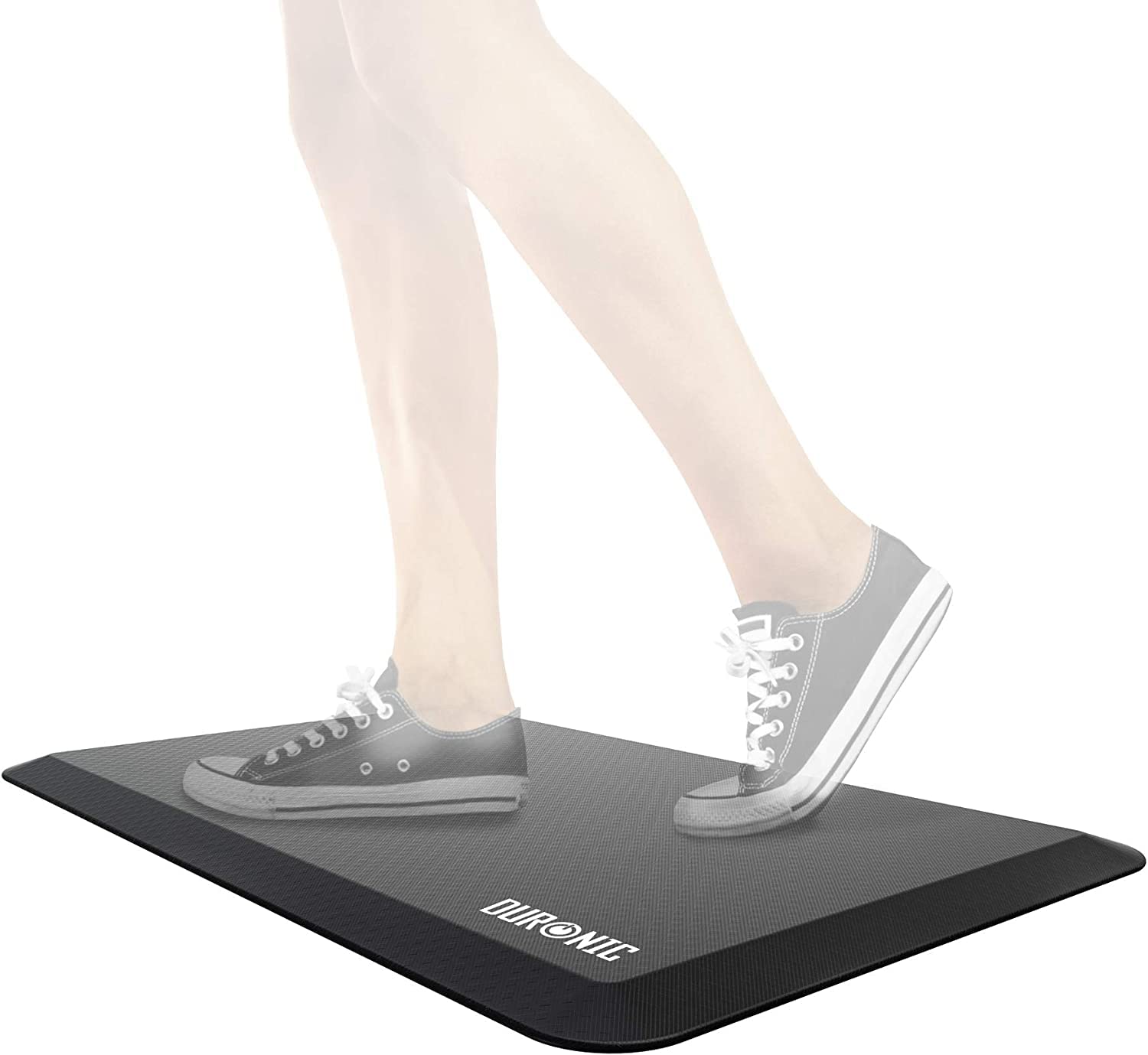 Duronic Anti-Fatigue Mat with a person wearing black sneakers stands on the mat