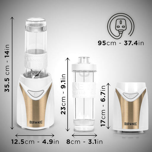 Duronic BL540 electric portable blender dimensions height, length, width, depth with UK cable 95cm