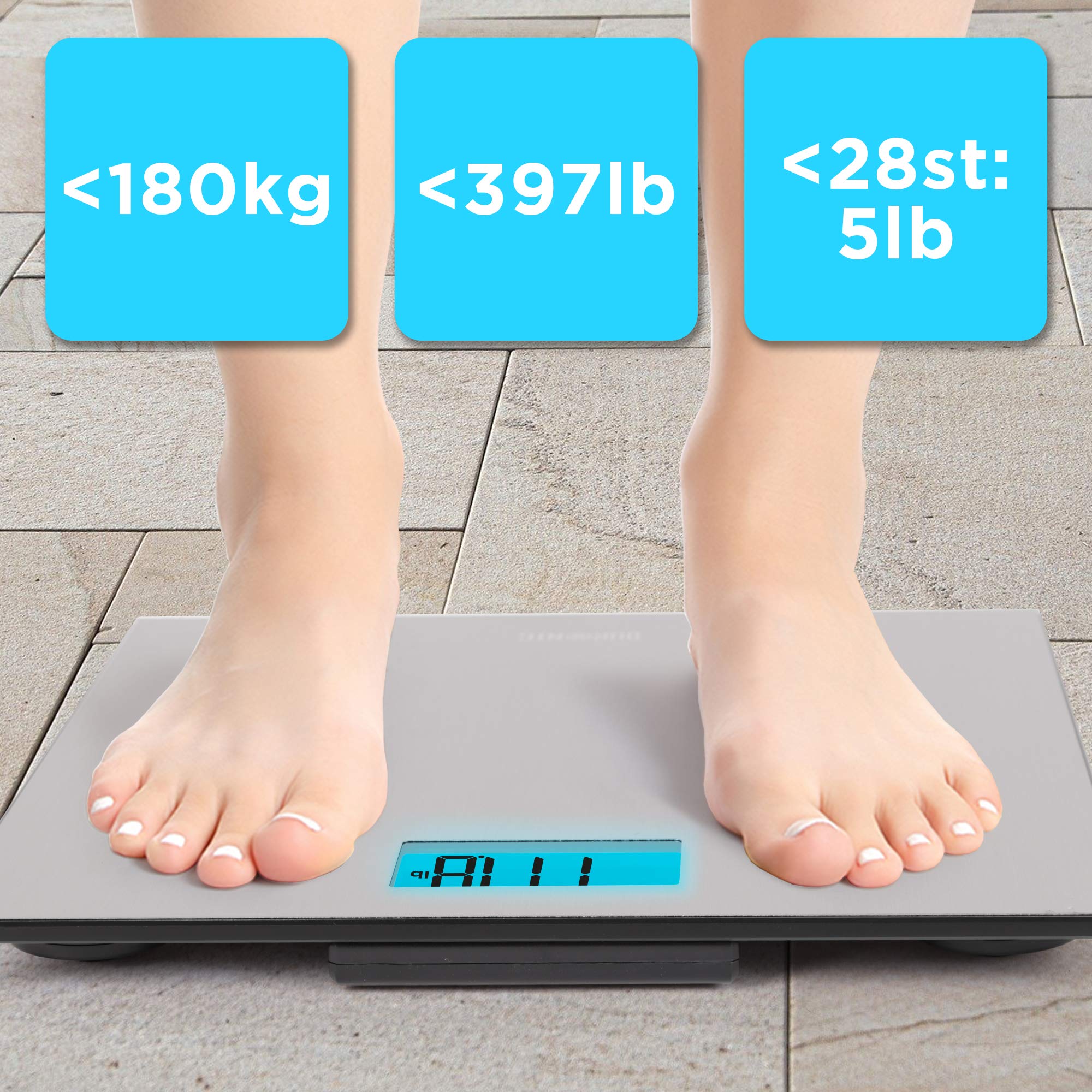 Duronic BS103 digital weighing scales with 180kg, 397 pounds, 28 stone capacity