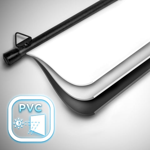 Duronic Bar Projector Screen Close-up of a high-quality three-layer PVCks.