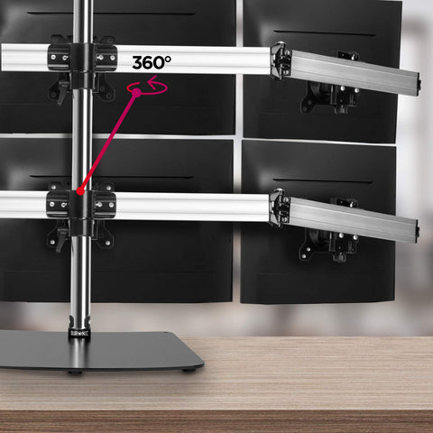 Duronic Computer Monitor Arms with adjustable arms showing 360 degree rotation feature for screens.
