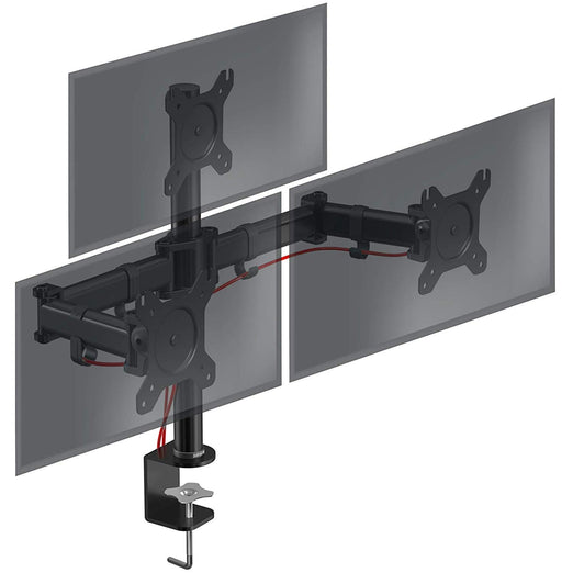 Duronic Computer Monitor Arms with adjustable articulating arms, C-clamp base, and VESA plates.