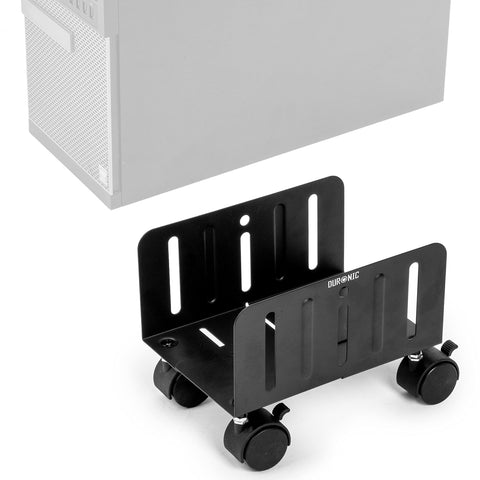 Duronic Computer Tower Stand with four caster wheels, designed to hold a computer tower off the floor for better airflow and mobility.